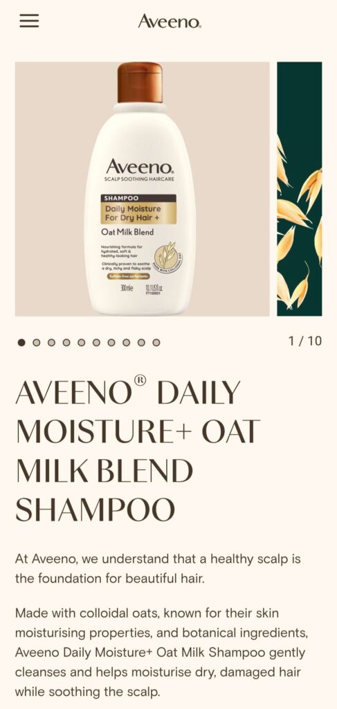 Aveenoシャンプーの公式商品画像